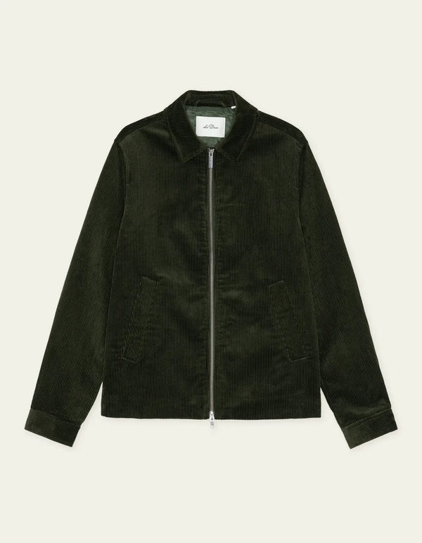 Les Deux CORDUROY ZIPPER COACH JACKET Rosin Green — Les Deux