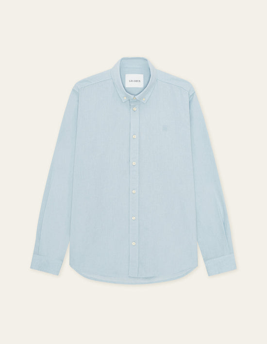 Les Deux COTTON LINEN L/S SHIRT Skyway Blue — Les Deux