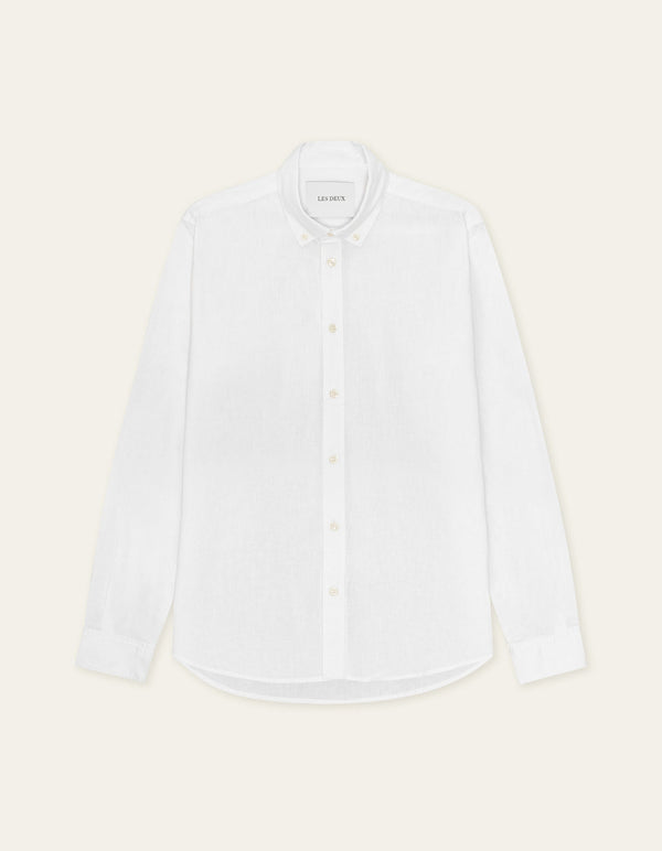 Les Deux COTTON LINEN L/S SHIRT White — Les Deux