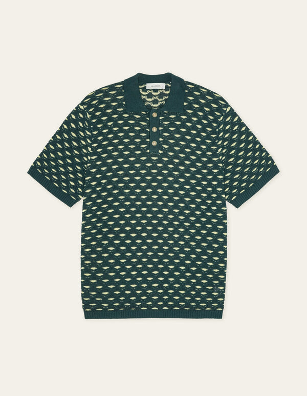 Les Deux ESMAY SHELL KNITTED S/S POLO Sea Moss Green — Les Deux