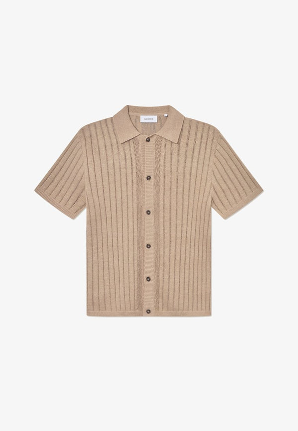 Les Deux Floyd Linen Knitted SS Shirt Irish Cream — Les Deux