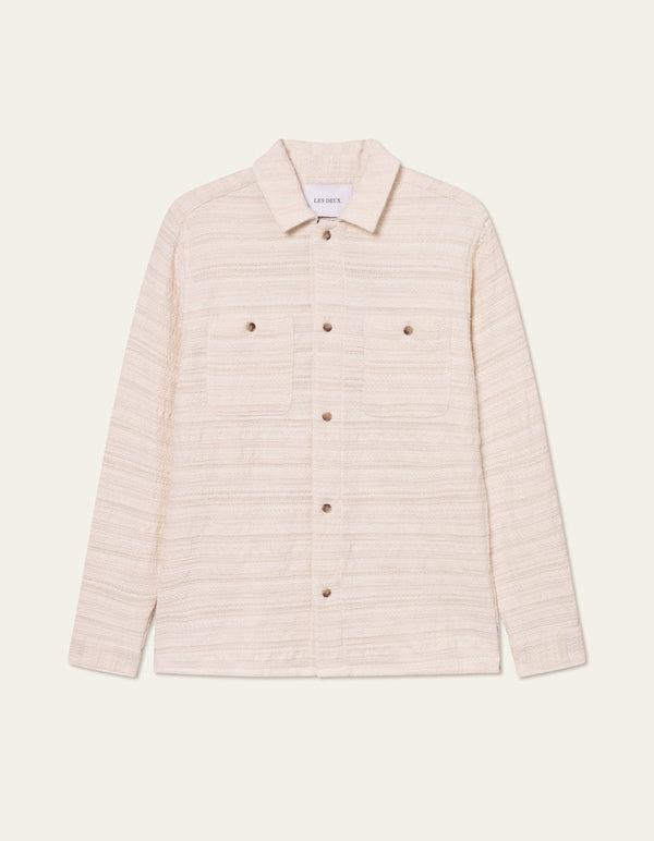 Les Deux Jonas Strctrd Stripe Overshirt Yvory — Les Deux