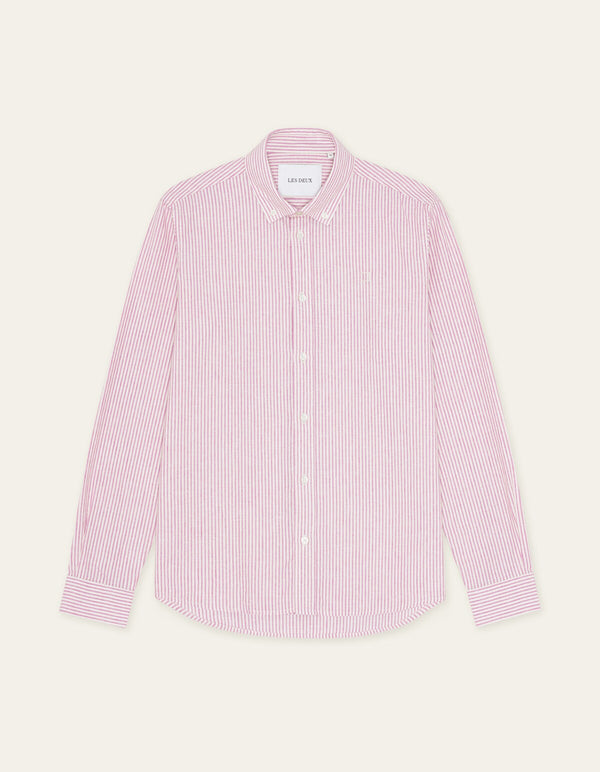 Les Deux KONRAD STRIPE L/S SHIRT Crocus Pink — Les Deux