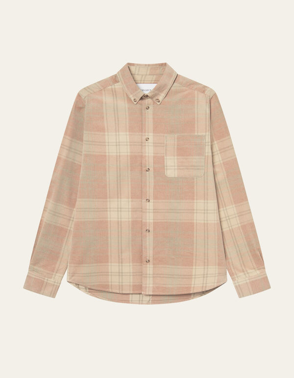 Les Deux Kash Check Corduroy Shirt Dark Sand — Les Deux