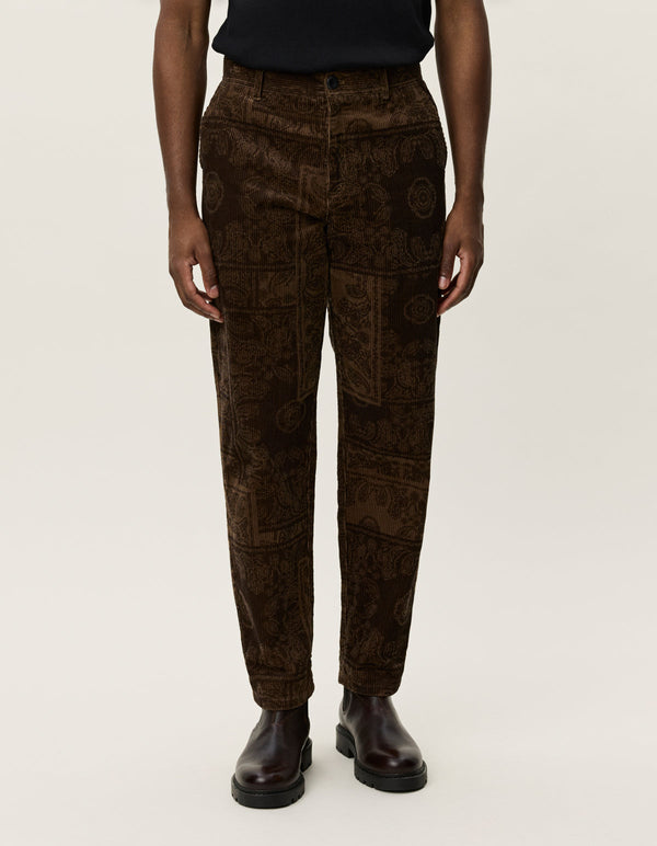 Les Deux Kody AOP Corduroy Pant Teak Brown — Les Deux