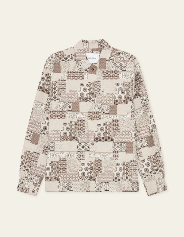 Les Deux LAYTON PATCHWORK JAC OVERSHIRT Light Sand — Les Deux
