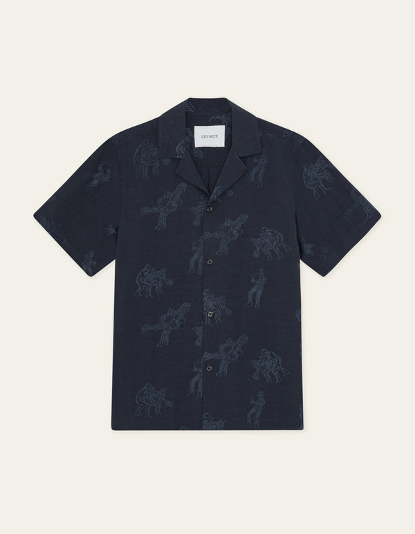 Les Deux LESLEY PLAYERS JACQ S/S SHIRT Dark Navy — Les Deux