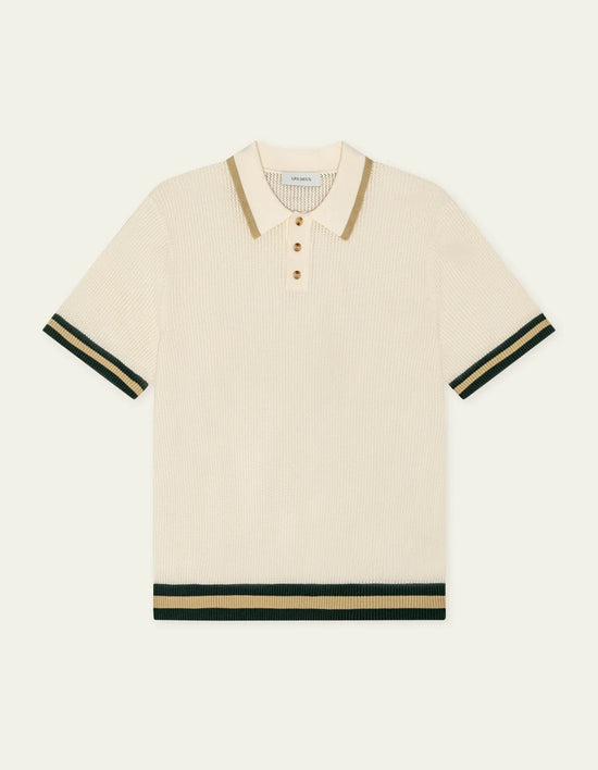 Les Deux Lace Knitted Polo Eggnog White — Les Deux