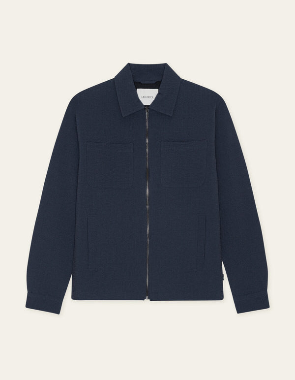 Les Deux MARSEILLE SEER ZIPPER JACKET Dark Navy — Les Deux