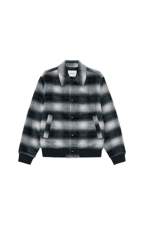 Les Deux SHADOWCHECK VARSITY JACKET Black — Les Deux