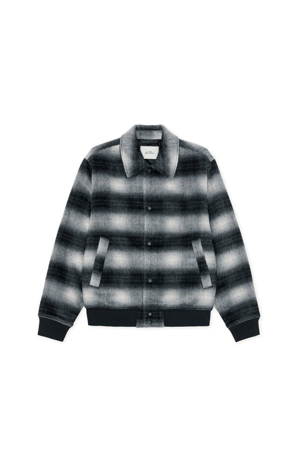 Les Deux SHADOWCHECK VARSITY JACKET Black — Les Deux