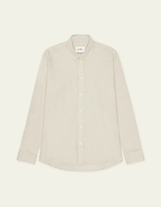 Les Deux SOFT FLANNEL SHIRT Oyster Gray White — Les Deux