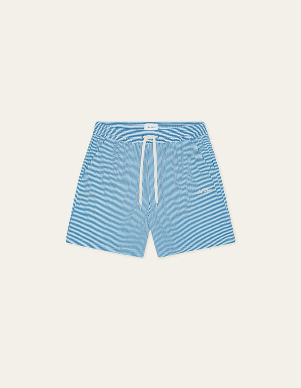 Les Deux STAN STRIPE SEER SWIM SHORTS Palace Blue — Les Deux