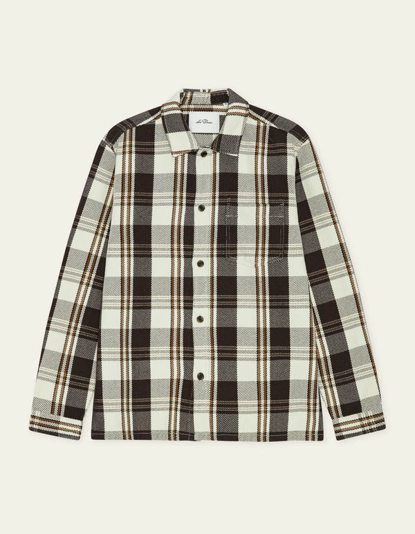 Les Deux STRUCTURED CHECK OVERSHIRT Dark Sand — Les Deux