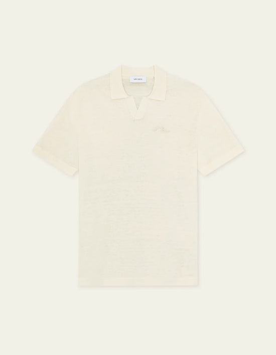 Les Deux Signature Knit Polo Eggnog White — Les Deux