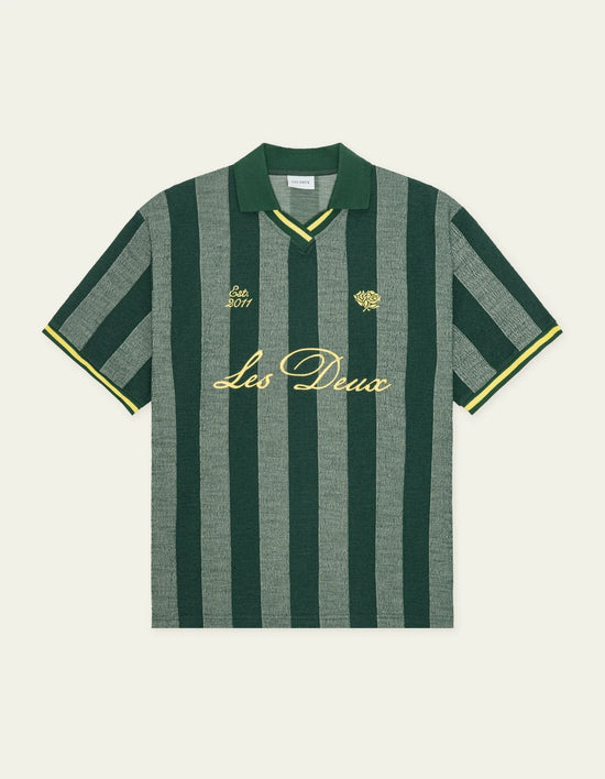 Les Deux Stripe Jacquard Football Jersey Pine Green — Les Deux