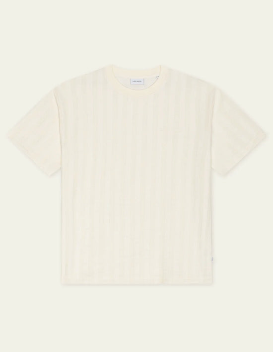 Les Deux Stripe Jacquard T-Shirt Eggnog White — Les Deux