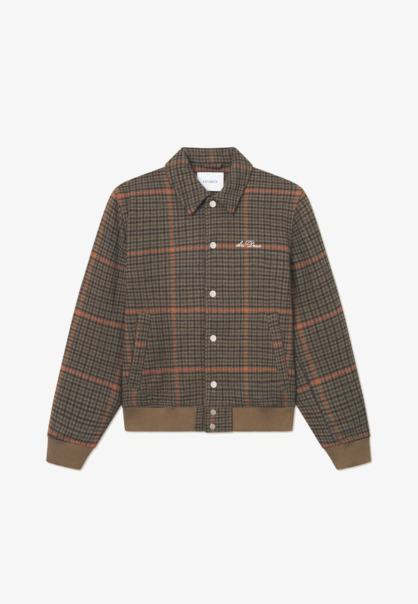 Les Deux Varsity Houndstooth Jacket Teak Brown — Les Deux