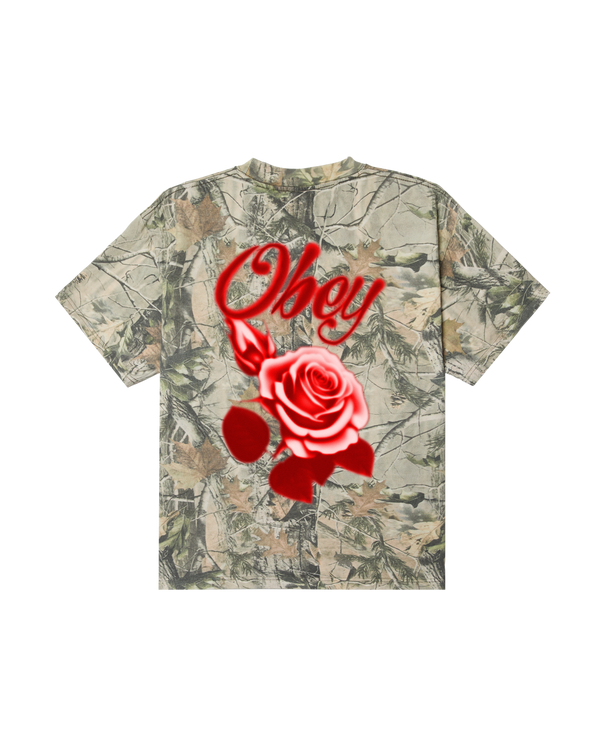 OBEY AIRBRUSHED ROSE S/S TEE LEAF CAMO — Obey