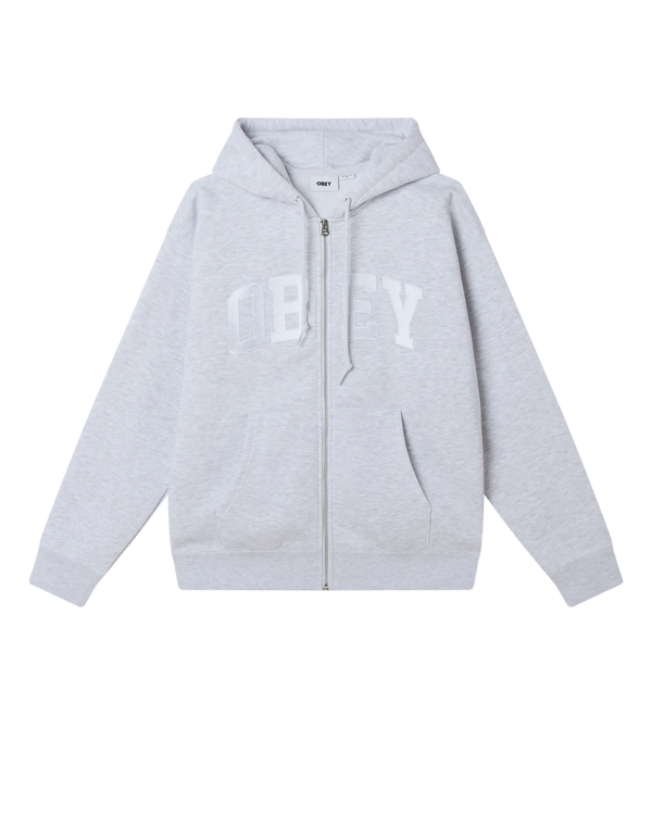 OBEY COLLEGIATE ZIP HOOD ASH GREY — Obey