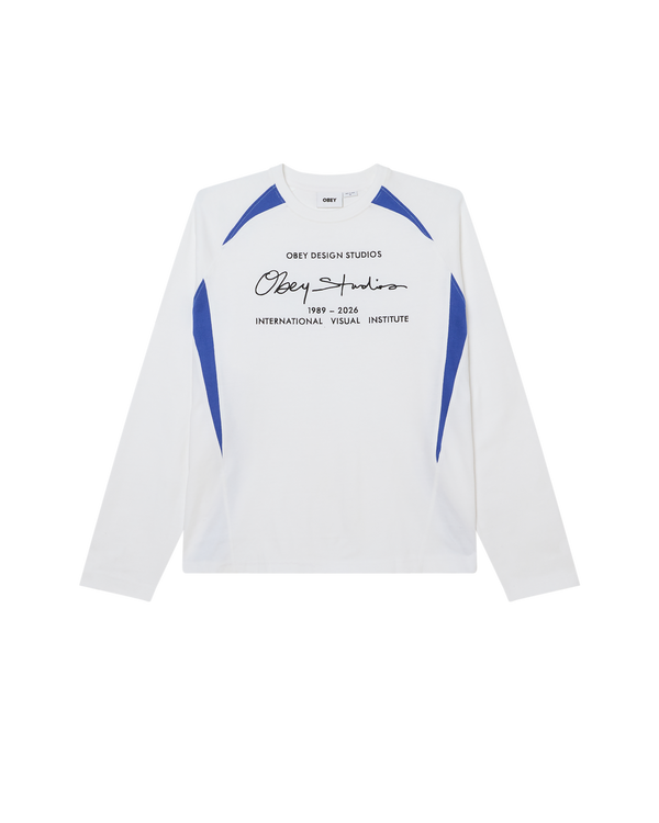 OBEY LEAGUE L/S SHIRT WHITE MULTI — Obey