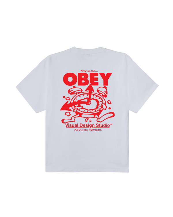 OBEY TIME TO CALL OBEY S/S TEE WHITE — Obey