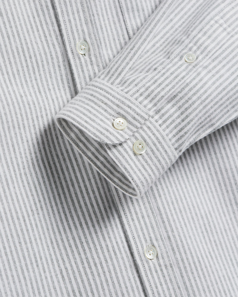 Portuguese Flannel BRUSHED OXFORD STRIPE L/S SHIIRT Moss Green