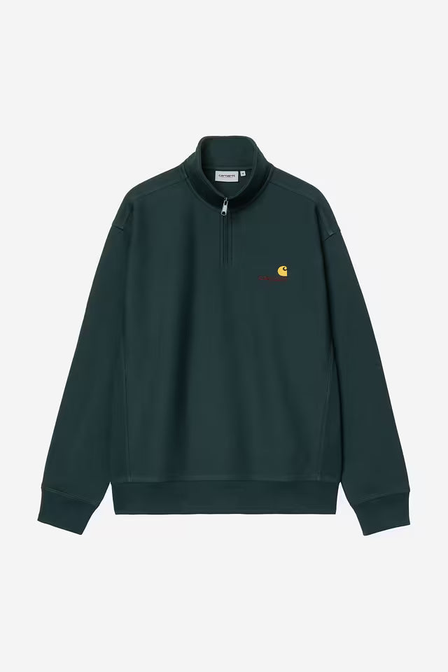 Pull Carhartt Wip HALF ZIP AMERICAN SCRIPT SWEAT Deep Lagoon