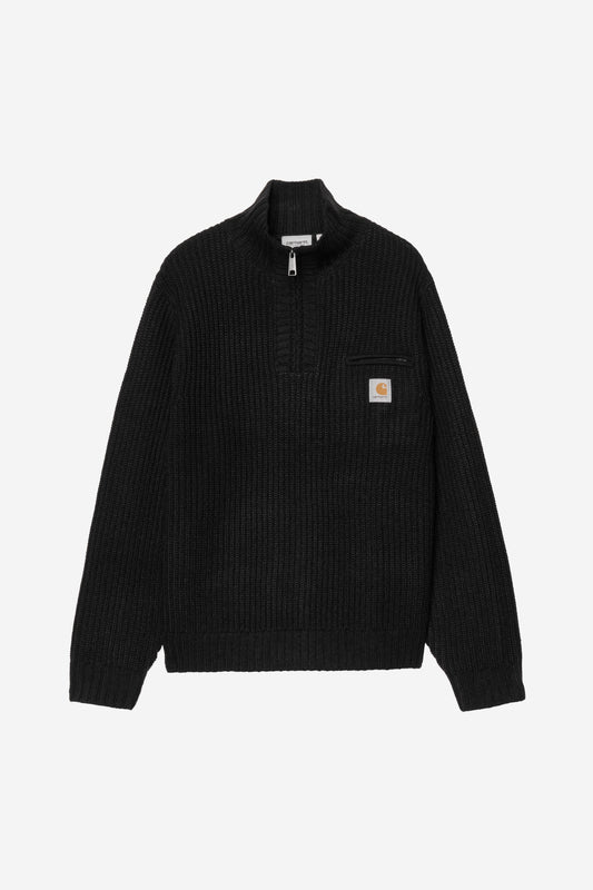 Pull Carhartt Wip DETROIT HALF ZIP SWEATER Black