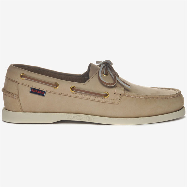 SEBAGO DOCKSIDES PORTLAND NUBUCK BEIGE CAMEL — Sebago