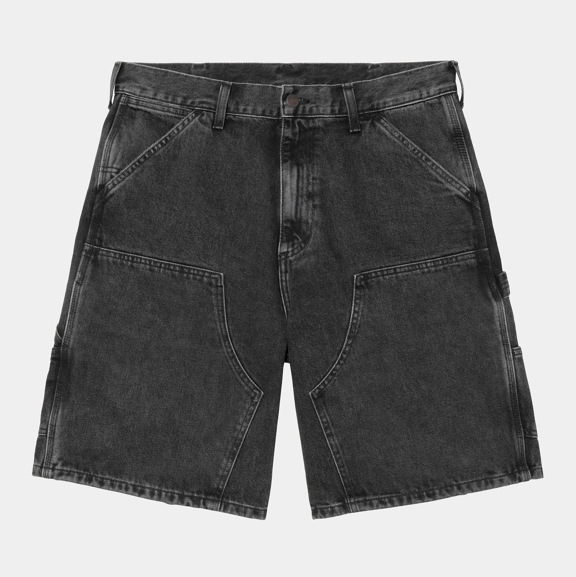 Short Carhartt Wip DOUBLE KNEE SHORT Black Stone Wash