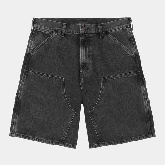 Short Carhartt Wip DOUBLE KNEE SHORT Black Stone Wash