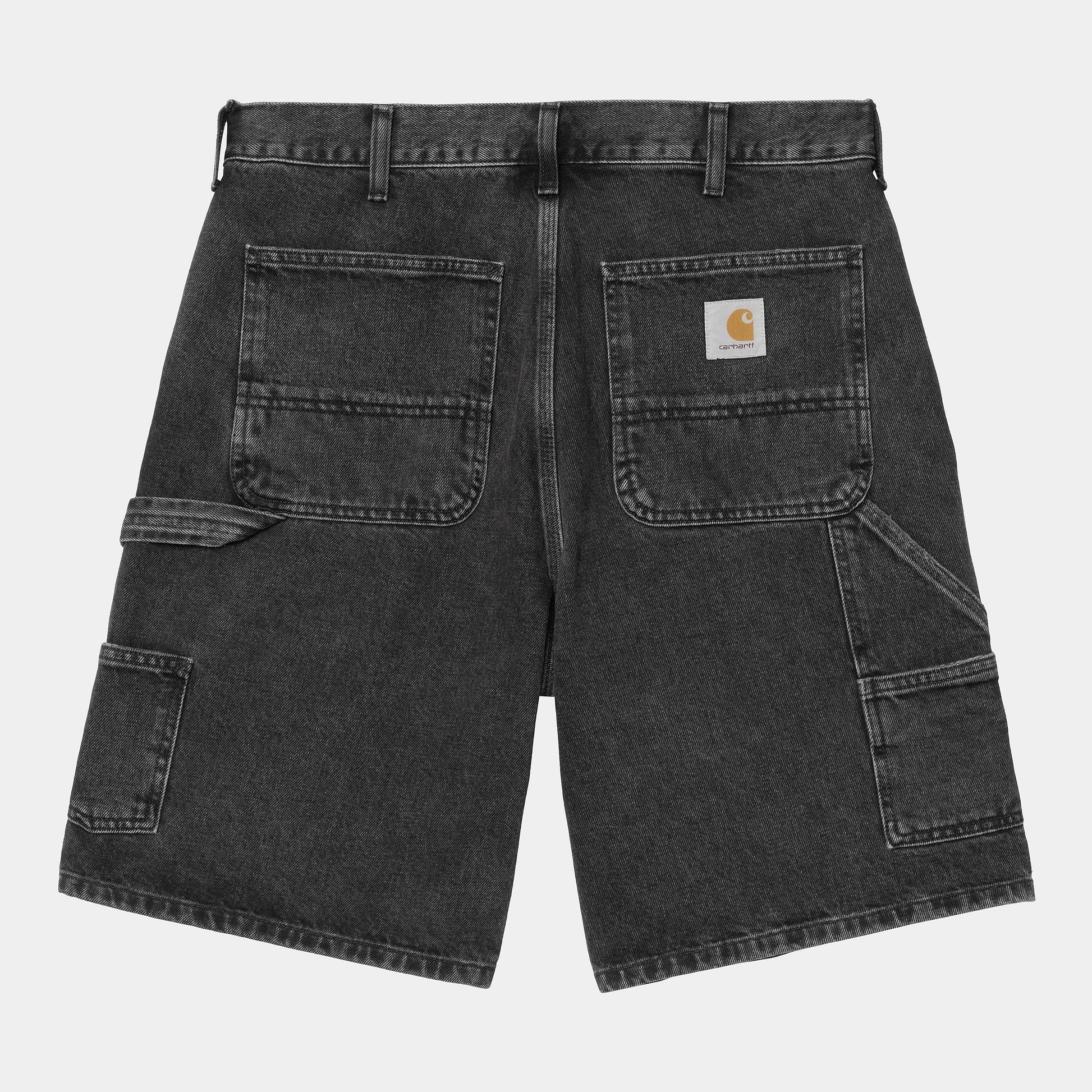Short Carhartt Wip DOUBLE KNEE SHORT Black Stone Wash