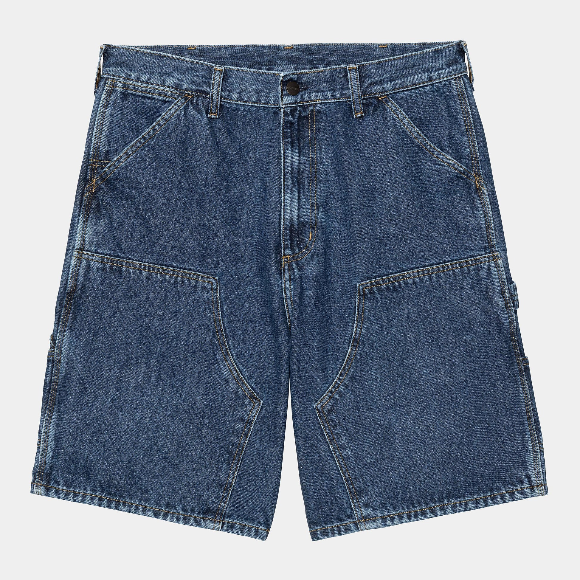 Short Carhartt Wip DOUBLE KNEE SHORT Blue Stone Washed