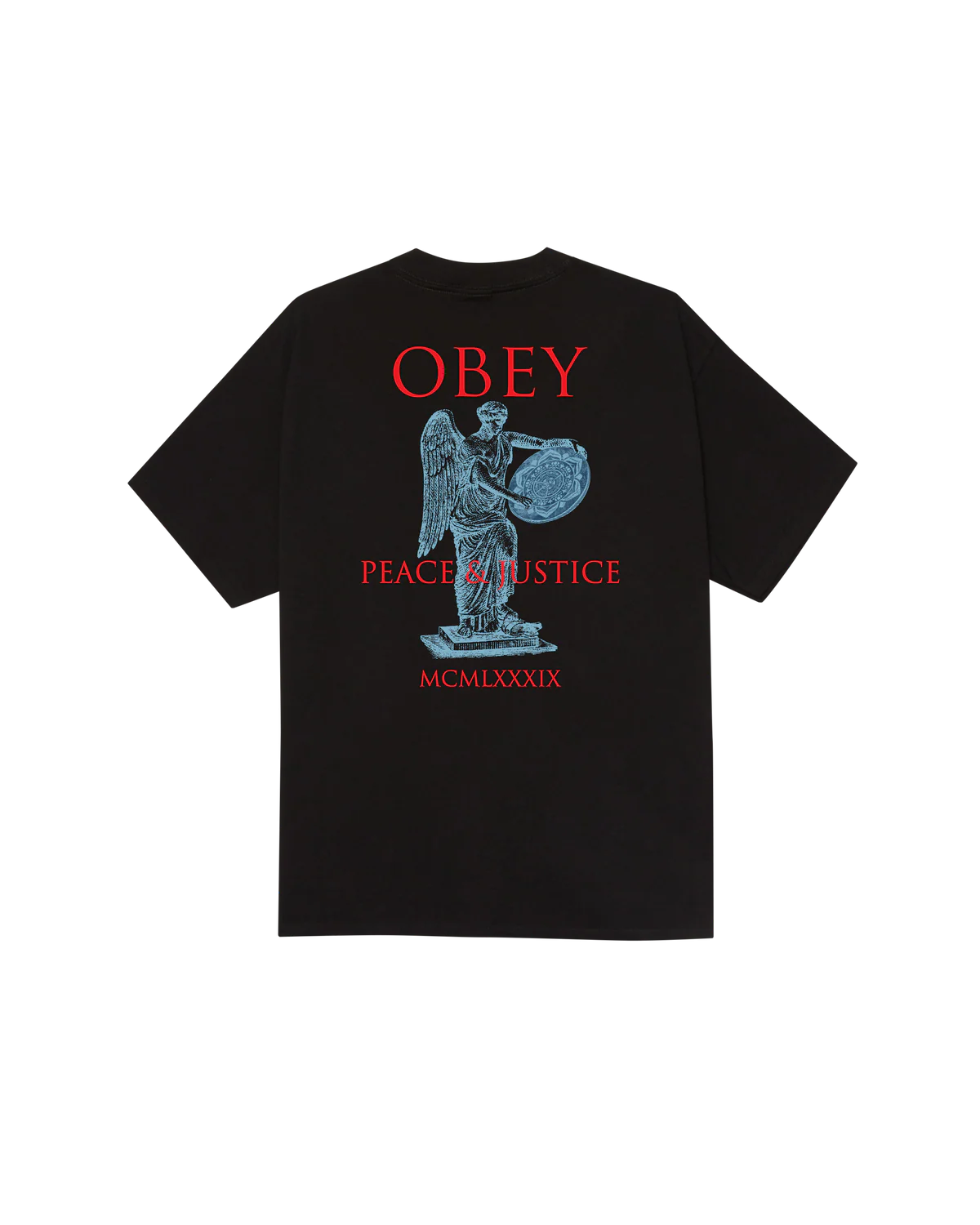 T SHIRT OBEY PEACE & JUSTICE STATUE Black