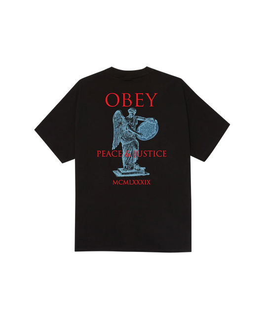 T SHIRT OBEY PEACE & JUSTICE STATUE Black