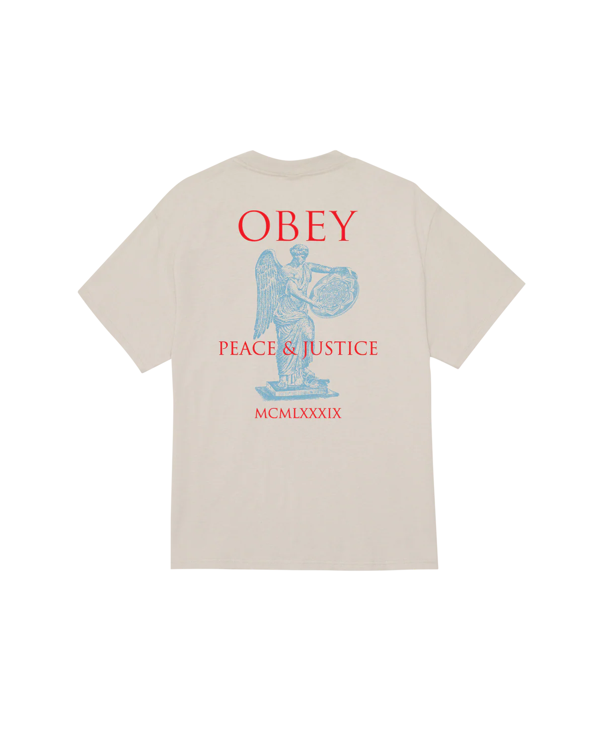 T SHIRT OBEY PEACE & JUSTICE STATUE Silver Grey
