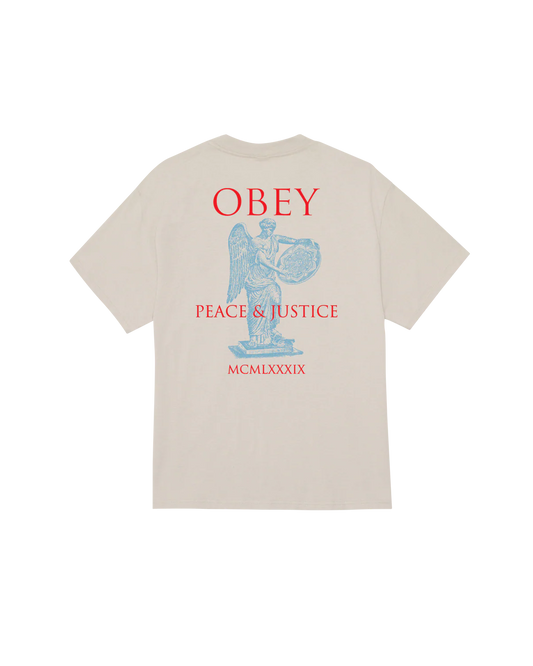 T SHIRT OBEY PEACE & JUSTICE STATUE Silver Grey