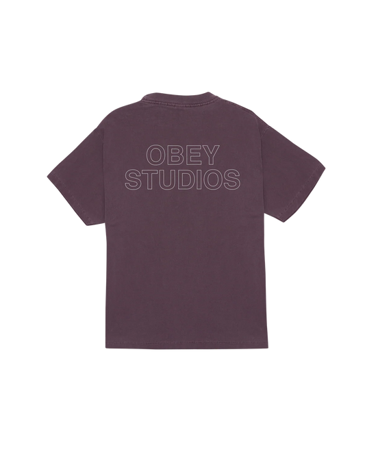 T SHIRT OBEY STUDIOS OUTLINE Pigment Plum Perfect
