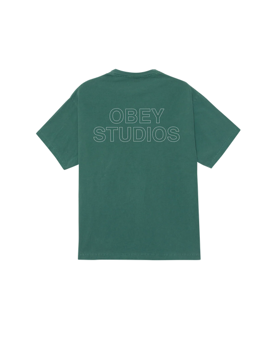 T SHIRT OBEY STUDIOS OUTLINE Pigment Rain Forest