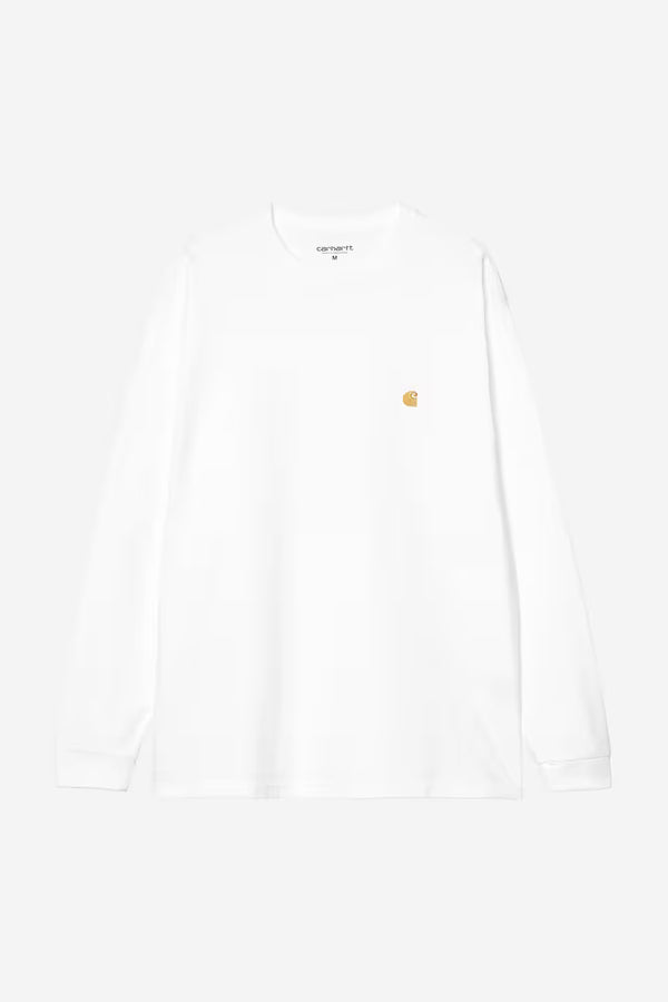 T Shirt Carhartt Wip CHASE L/S TEE White Gold — Carhartt wip