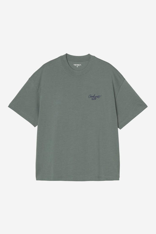 T Shirt Carhartt Wip SIGNATURE SCRIPT S/S TEE Silver Pine Jupiter