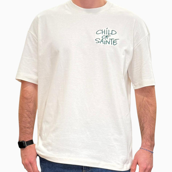 T Shirt Saint-Etienne Child Of Sainté HEART EMB Ivoire/Vert — Child Of Sainté