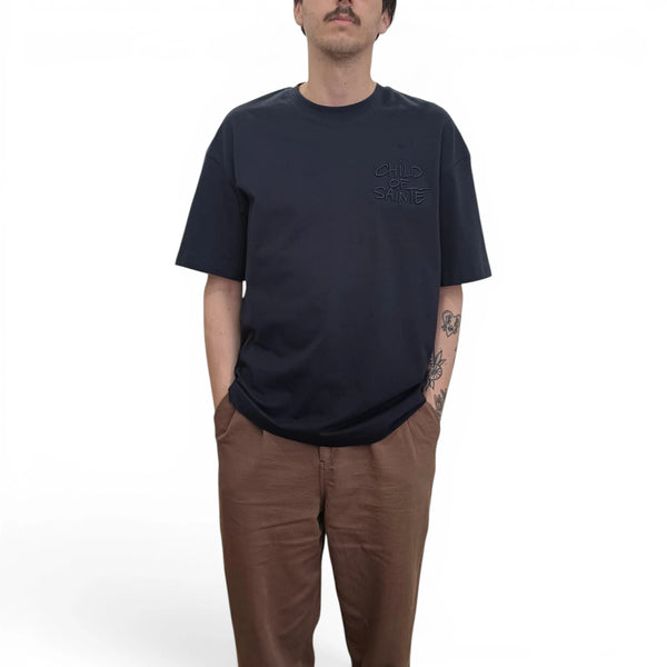 T Shirt Saint-Etienne Child Of Sainté 3D EMB COS S/S TEE Navy — Child Of Sainté