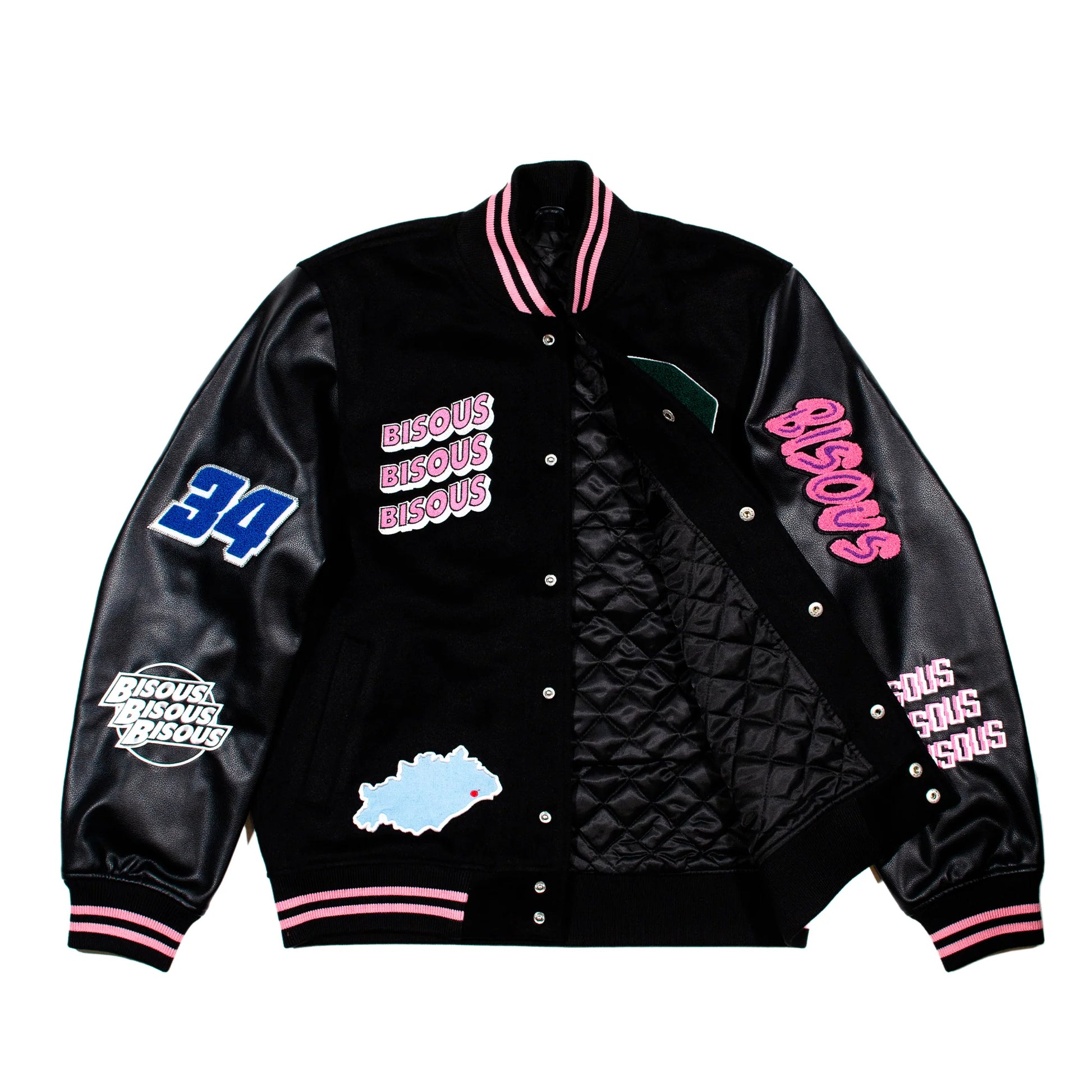 Veste Bisous Skateboards VARSITY JACKET Black