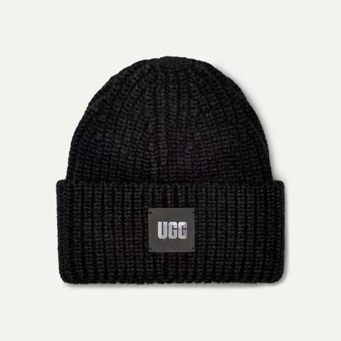 W CHUNKY RIB BEANIE Black