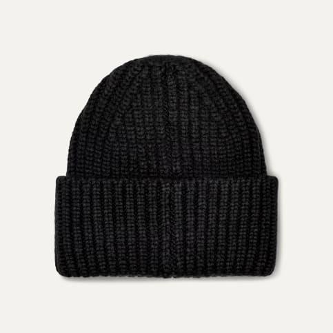 W CHUNKY RIB BEANIE Black