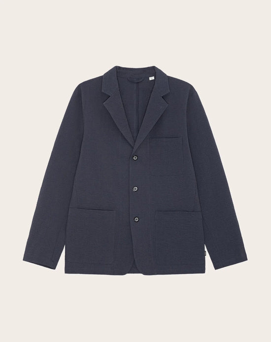 Les Deux Seersucker Blazer Dark Navy — Les Deux