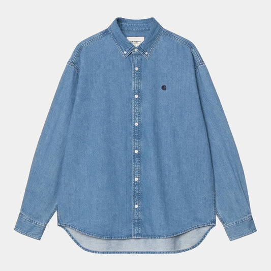Chemise Carhartt Wip LUCAS L/S SHIRT Blue Stone Washed