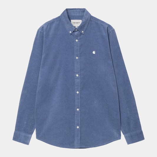 Chemise Carhartt Wip MADISON FINE CORD L/S SHIRT Blue Iris Wax